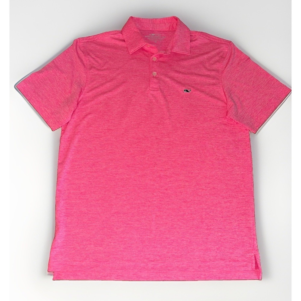 Vineyard Vines Performance On The Go (OTG) Sankaty Polo Pink St. Jean Stripe M